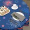 4th of July Tablecloth Round Patriotic Star Celebration Firework Table Cloths Circular Independence Day Table Cover Waterproof Polyester Tabletop for Dining Kitchen Party Decor 60 Inch